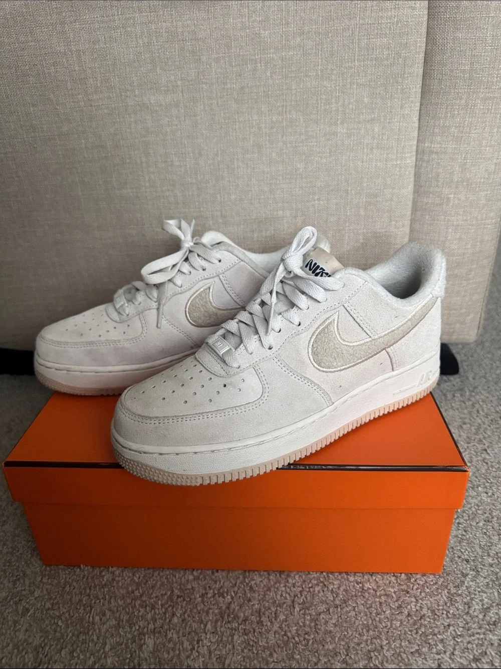 Nike Low-Top Suede Sneakers — Off-White/Cream